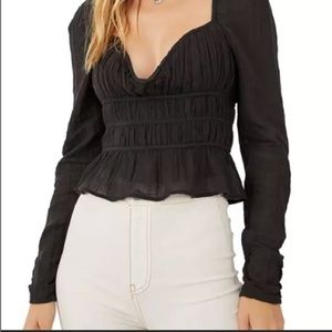 NWOT Free People Chloe Top in Black